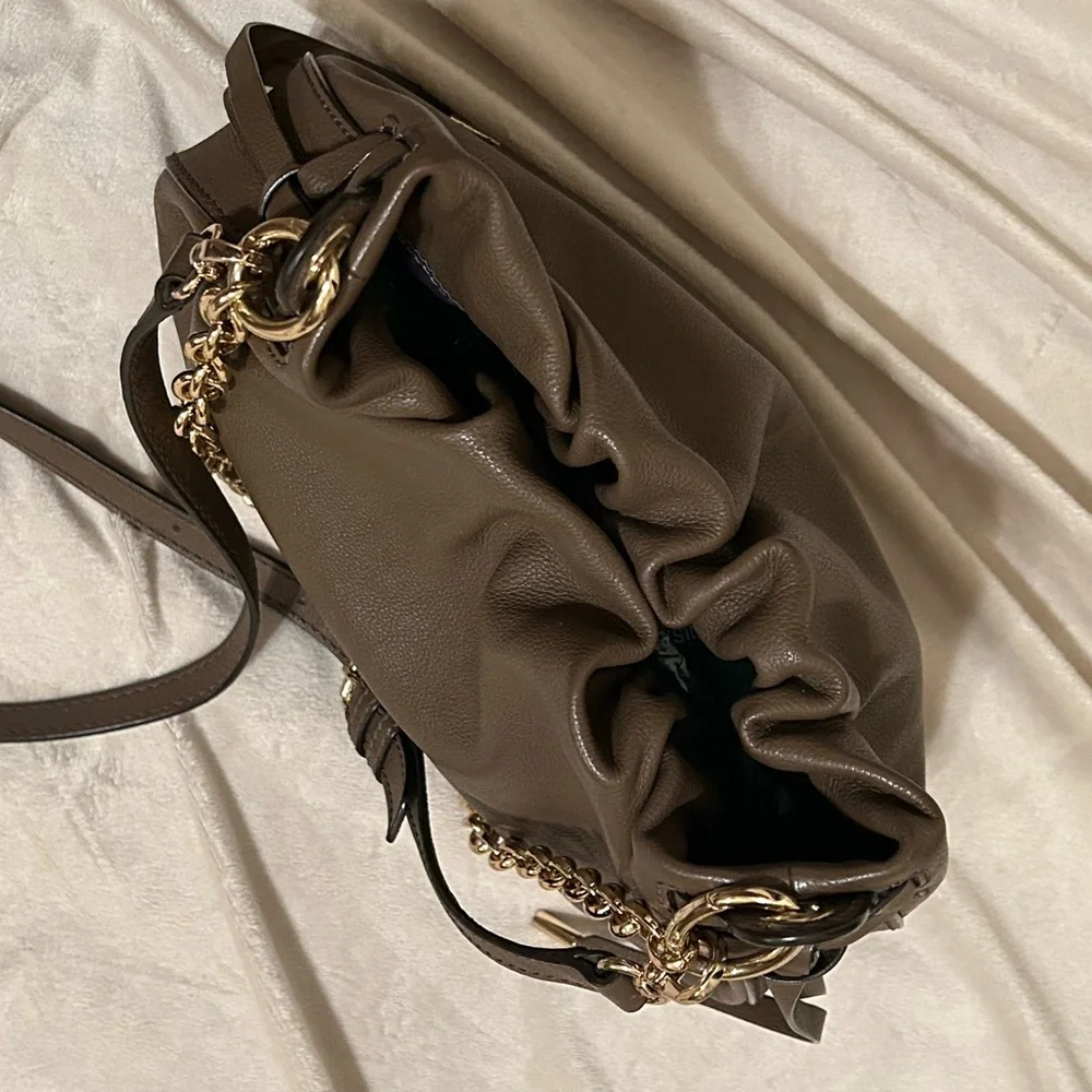 henri bendel Brown Pebbled Leather Chain-Handle Shoulder Bag - Picture 10 of 14